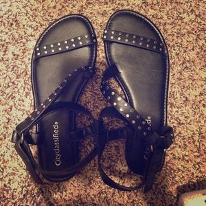 Black Studded Sandals
